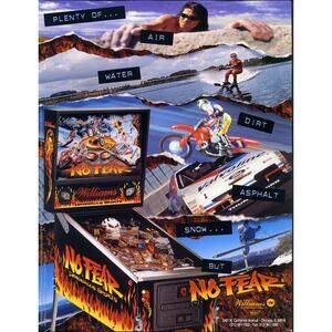 No Fear Pinball FLYER Original NOS Game Artwork 1995 Dangerous Sports Retro Art